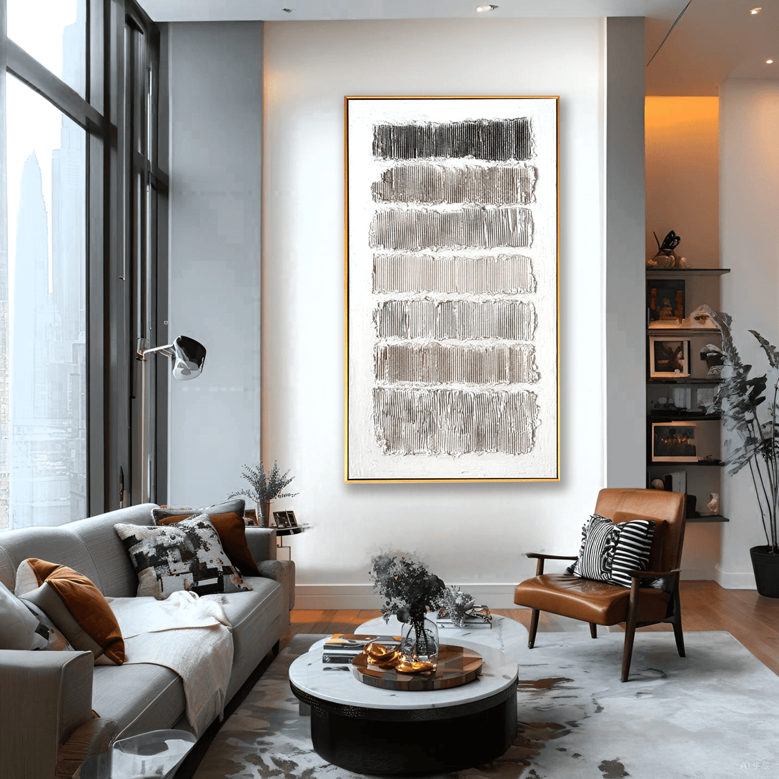 Rhythm Grid – Neutral Geometric Textured Painting #93023 Painting artwepaint 