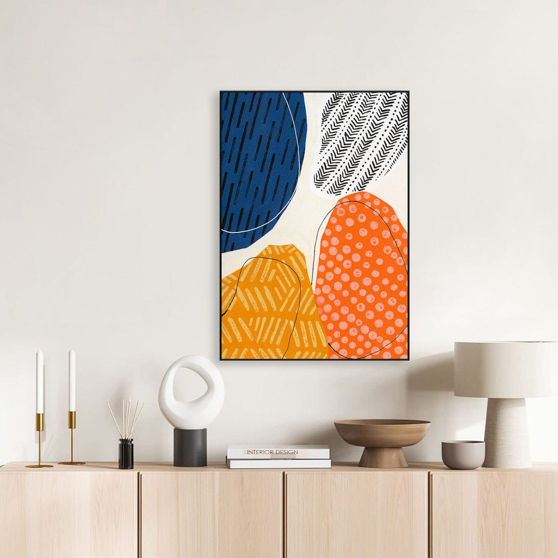 Rhythmic Marks - Blue Orange Geometric #J2010 Painting artwepaint 