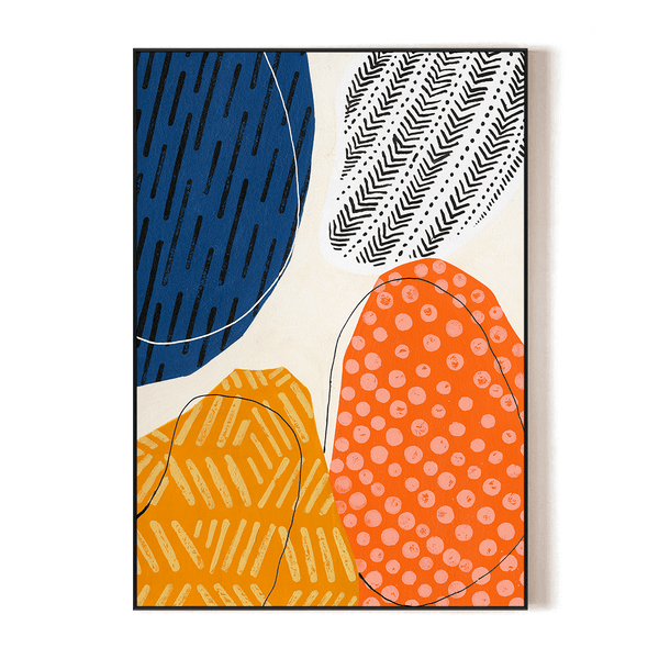 Rhythmic Marks - Blue Orange Geometric #J2010 Painting artwepaint 