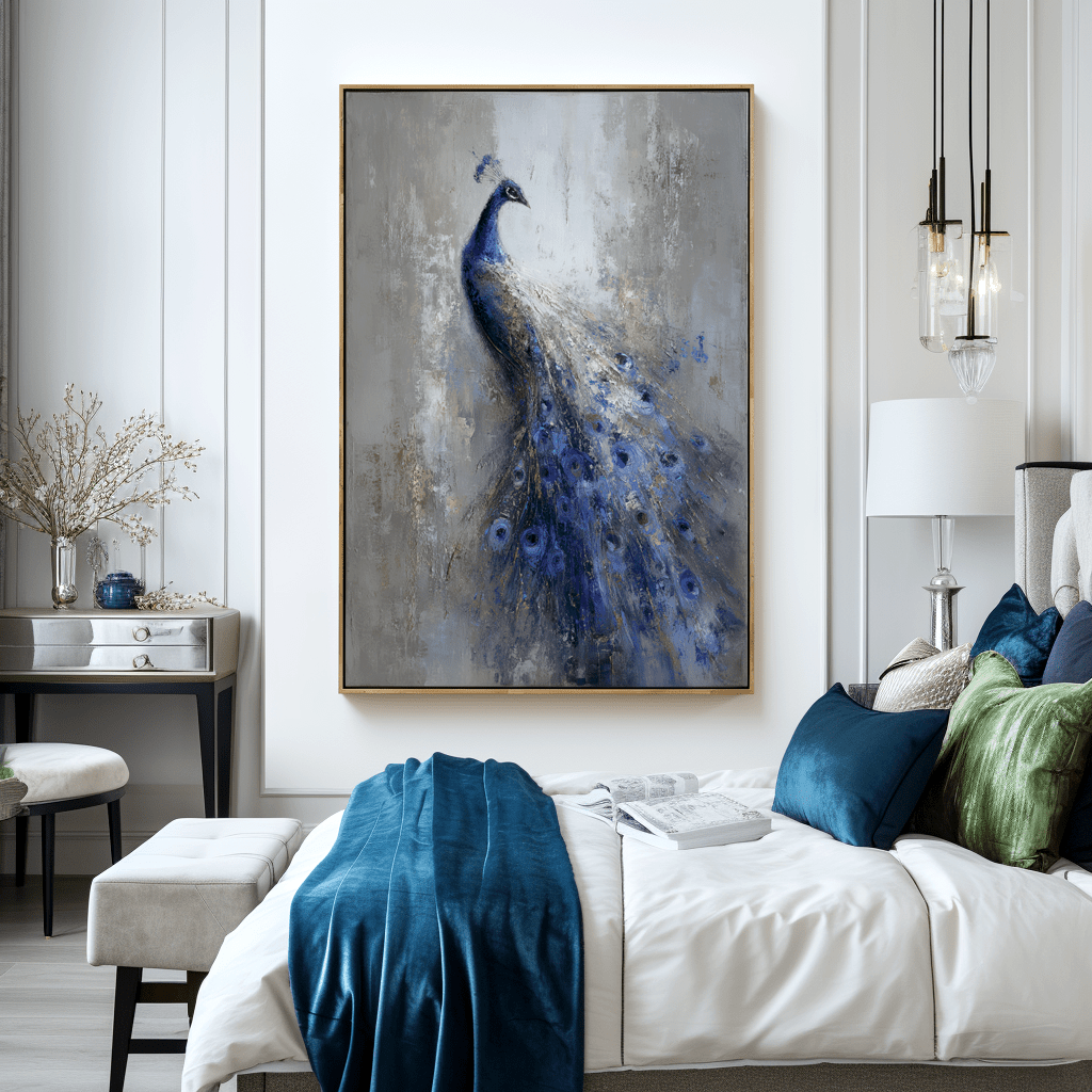 Royal Blue – Peacock Abstract Oil Painting #awp55 Painting artwepaint 
