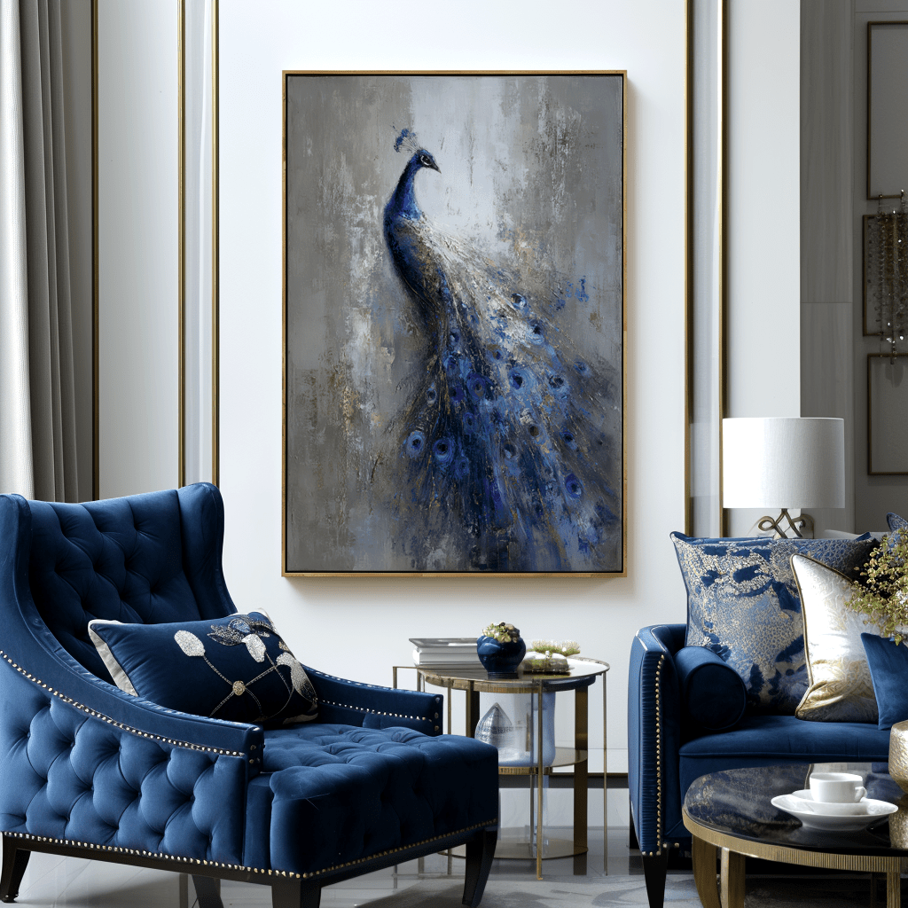 Royal Blue – Peacock Abstract Oil Painting #awp55 Painting artwepaint 