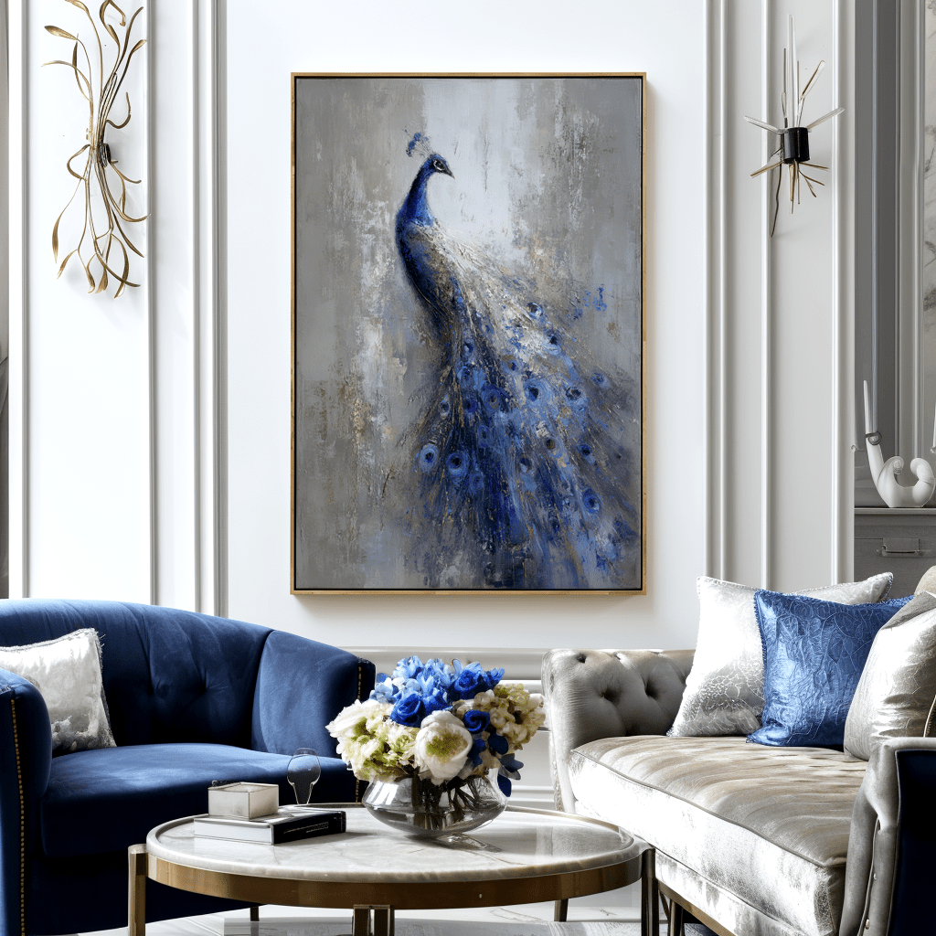 Royal Blue – Peacock Abstract Oil Painting #awp55 Painting artwepaint 