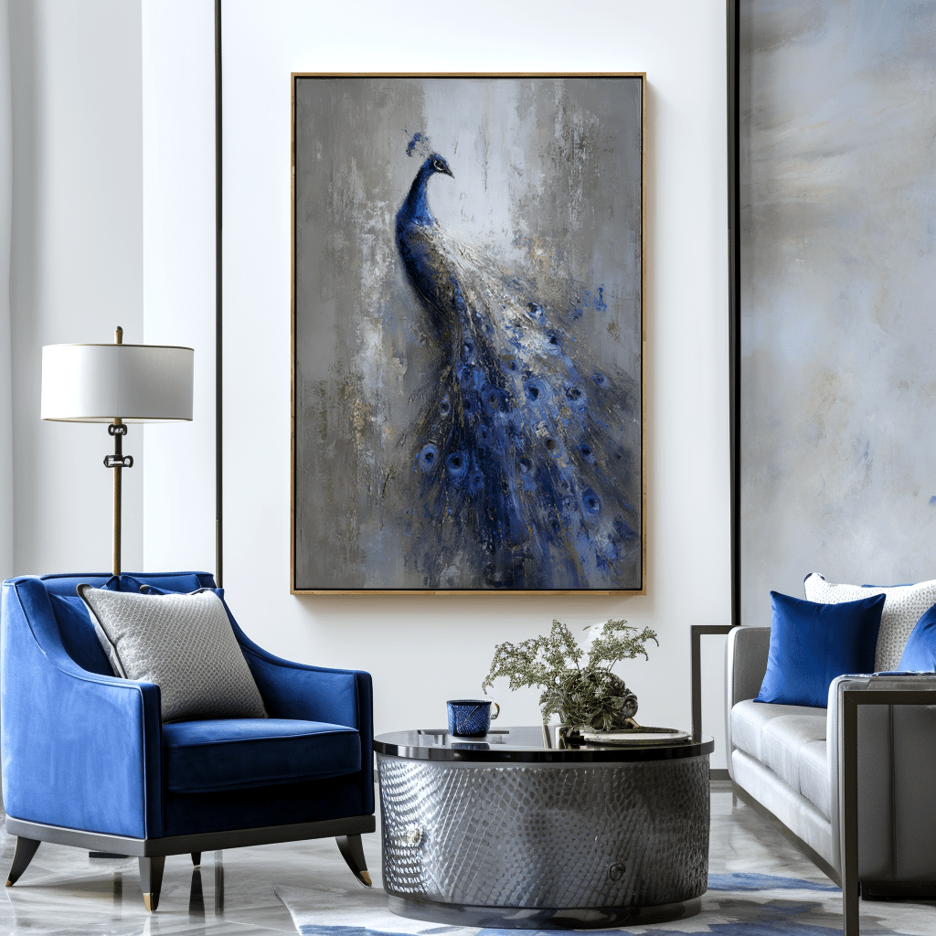 Royal Blue – Peacock Abstract Oil Painting #awp55 Painting artwepaint 