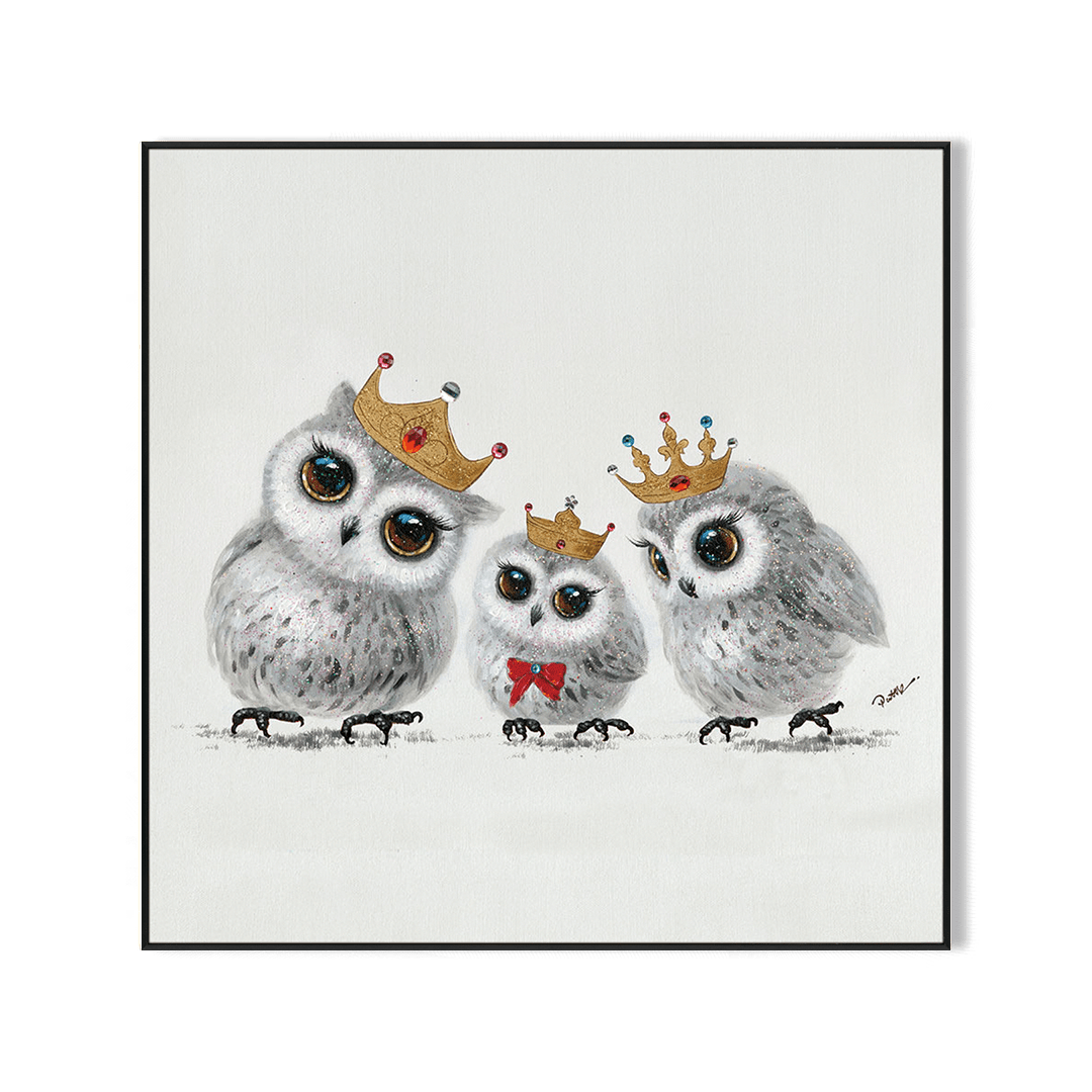 Royal Owl Family – Crowned Wisdom Painting #H3613 Painting artwepaint 