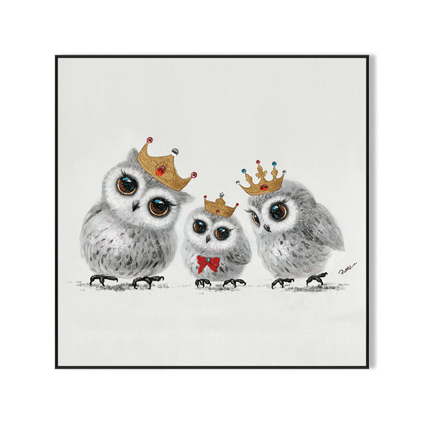 Royal Owl Family – Crowned Wisdom Painting #H3613 Painting artwepaint 