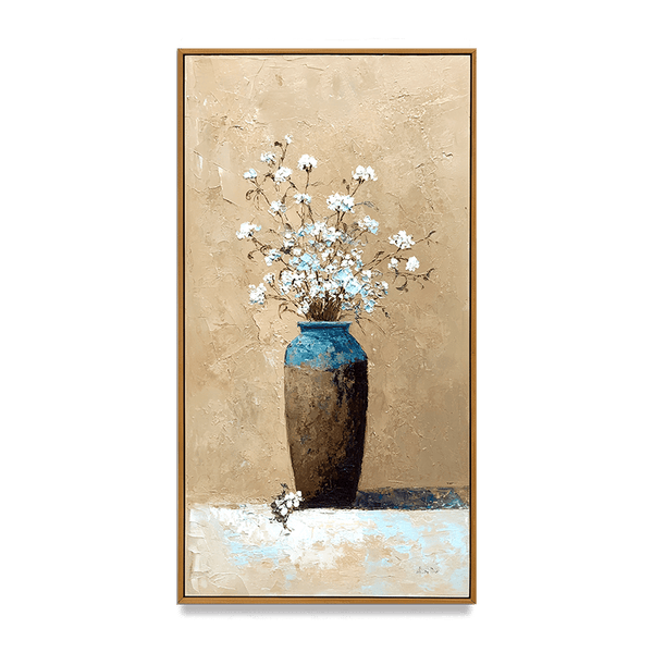 Rustic Bloom – Beige Floral Painting #12 Painting artwepaint 