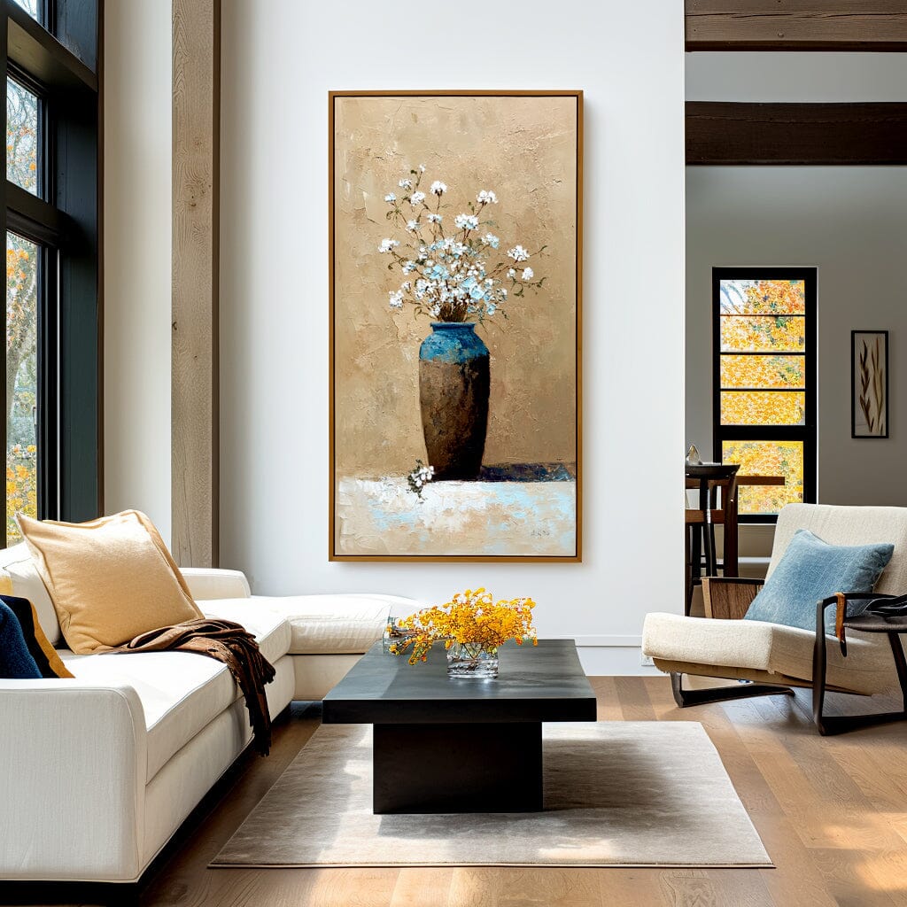 Rustic Bloom – Beige Floral Painting #12 Painting artwepaint 