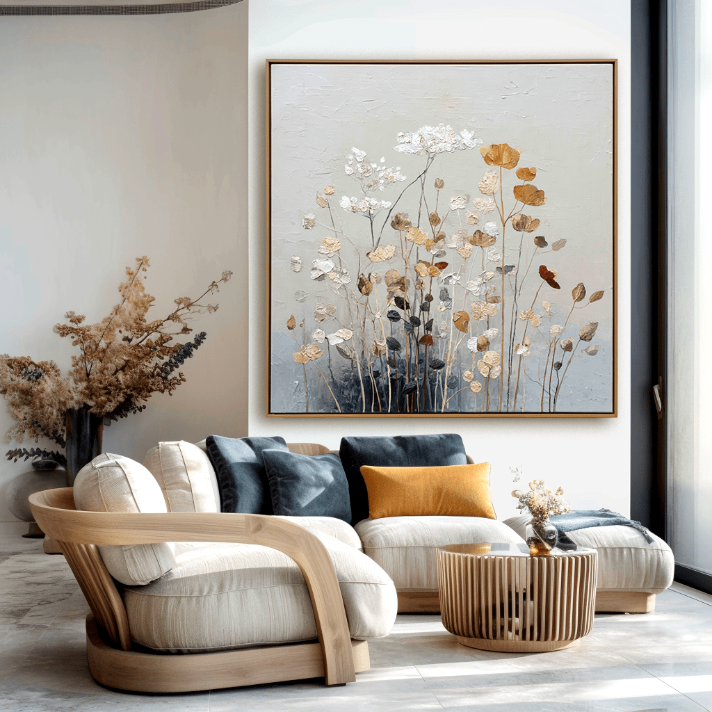 Rustic Bloom - Beige Floral Painting #62 Painting artwepaint 