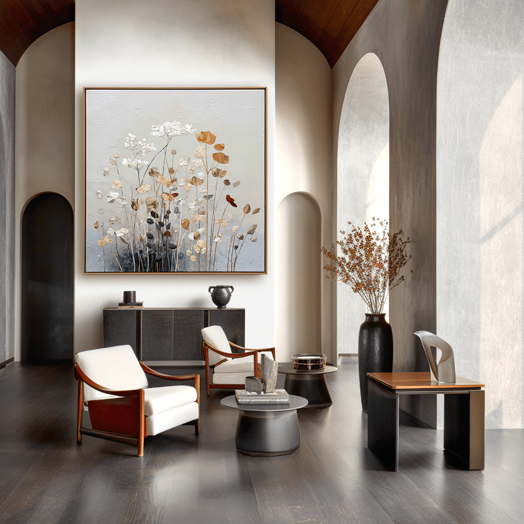 Rustic Bloom - Beige Floral Painting #62 Painting artwepaint 