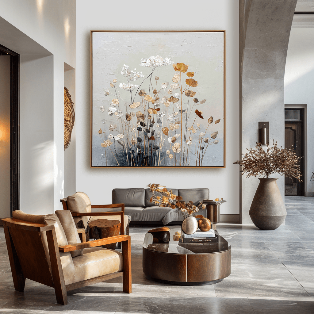 Rustic Bloom - Beige Floral Painting #62 Painting artwepaint 