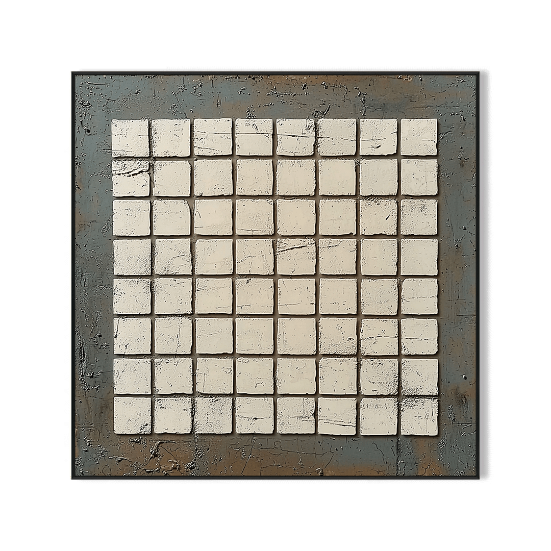 Rustic Order - Textured Square Grid Painting #RBH6(41) Painting artwepaint 