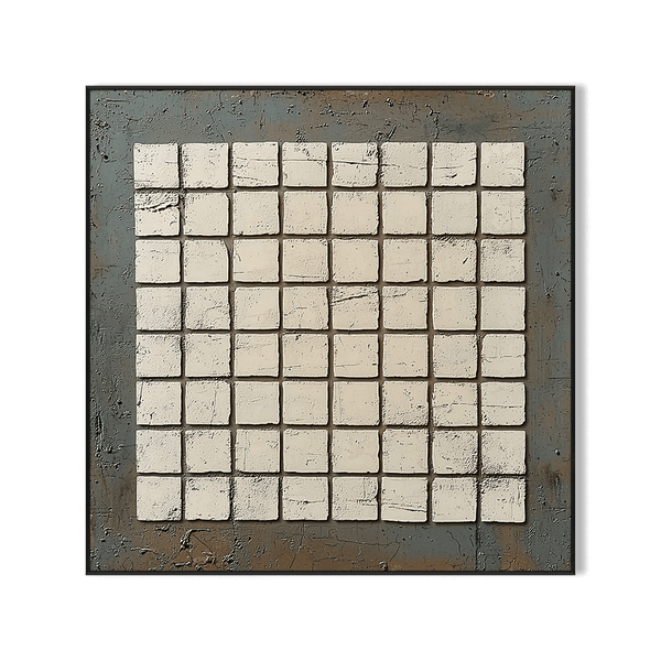 Rustic Order - Textured Square Grid Painting #RBH6(41) Painting artwepaint 