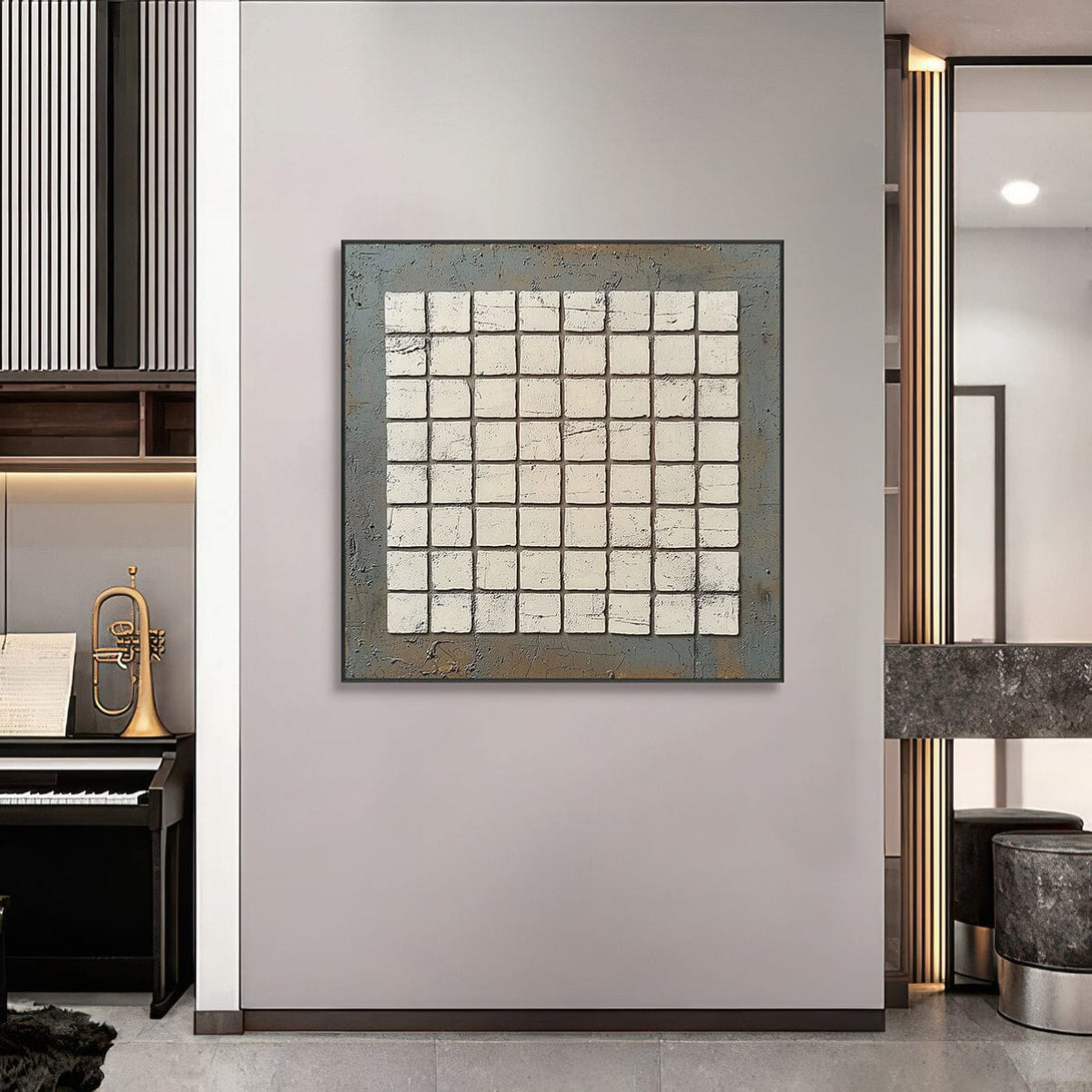 Rustic Order - Textured Square Grid Painting #RBH6(41) Painting artwepaint 