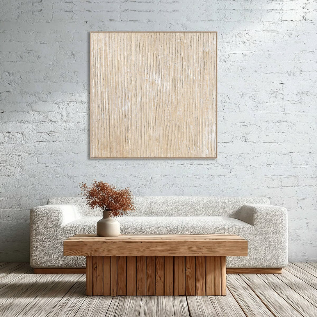 Sand Echo - Beige Vertical Texture Painting #J4112 Painting artwepaint 