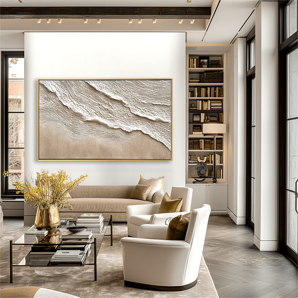 Sandy Shore – Beige Textured Wave Painting #93027 Painting artwepaint 