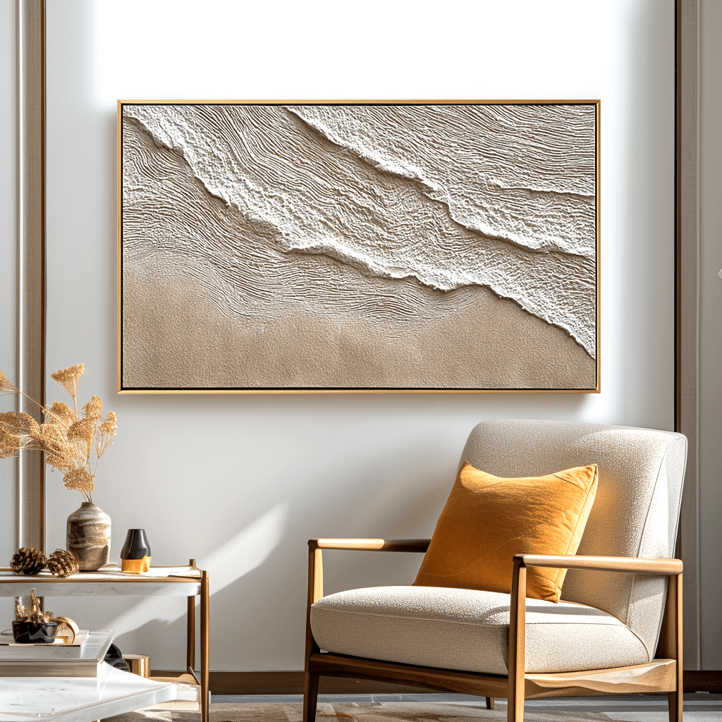 Sandy Shore – Beige Textured Wave Painting #93027 Painting artwepaint 