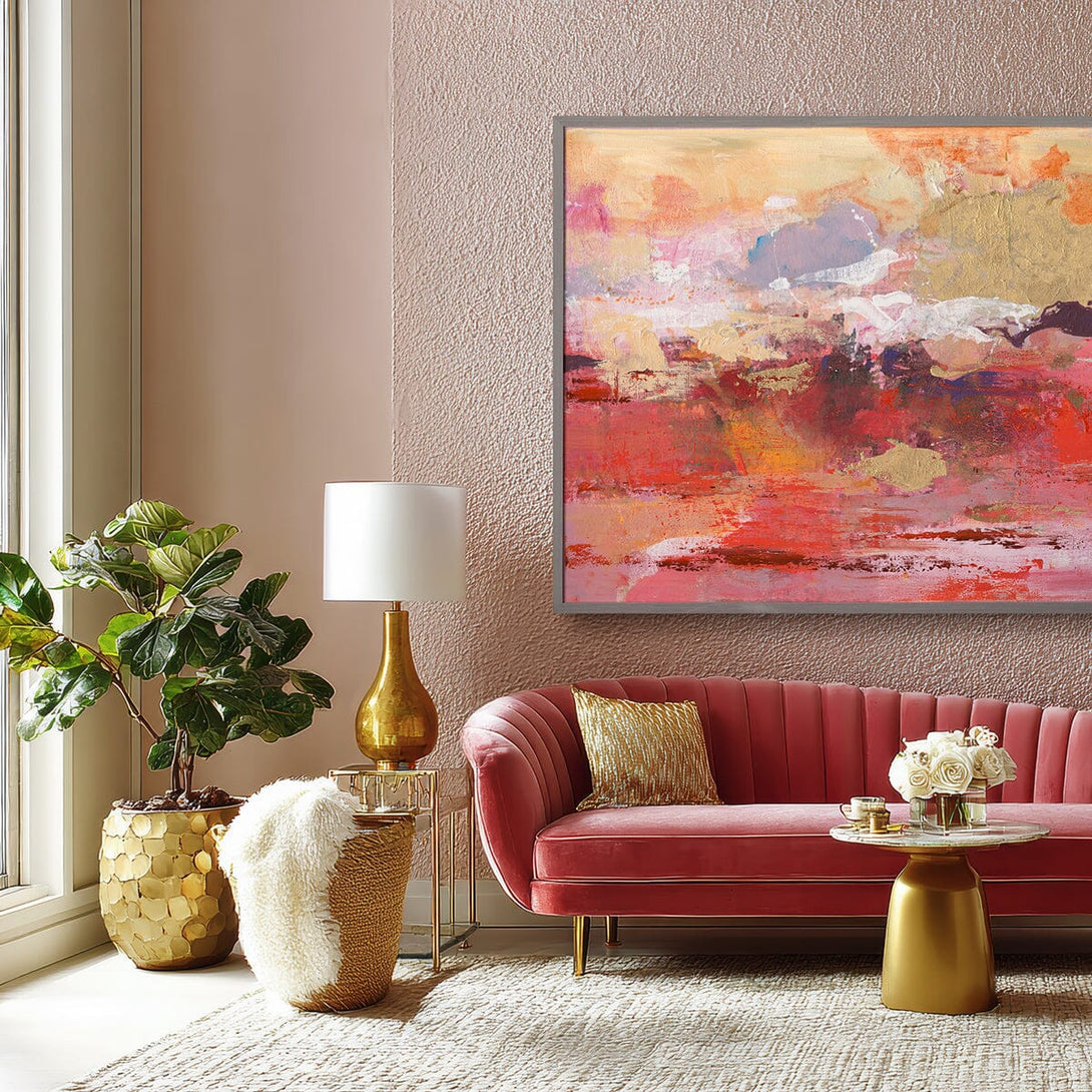 Scarlet Cloud - Warm Abstract Landscape #M5666 Painting artwepaint 
