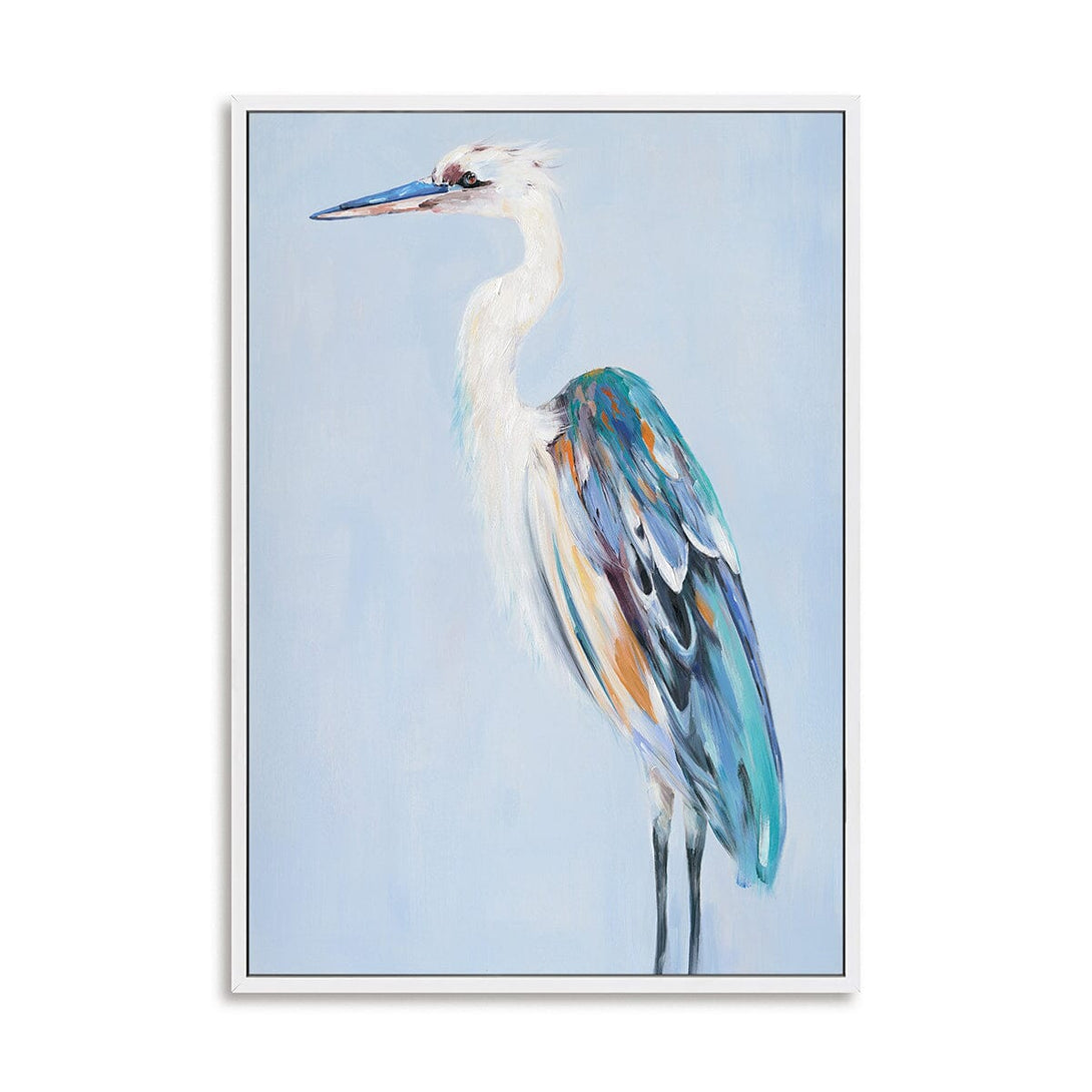 Sea Blue Poise - Color-feathered Heron Oil Painting#M4568 Painting artwepaint 