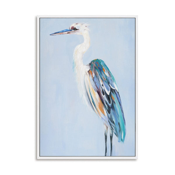 Sea Blue Poise - Color-feathered Heron Oil Painting#M4568 Painting artwepaint 
