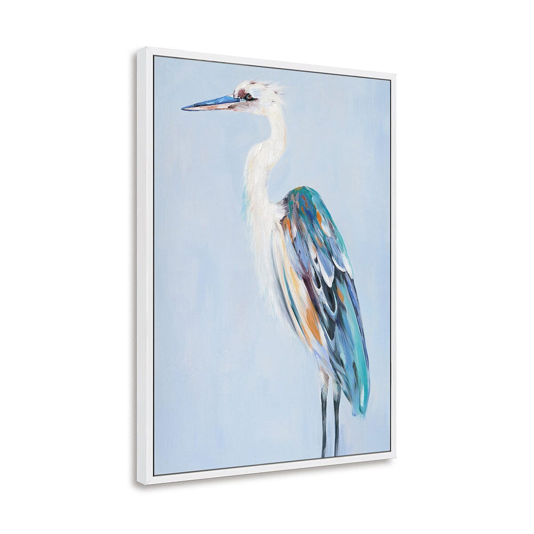 Sea Blue Poise - Color-feathered Heron Oil Painting#M4568 Painting artwepaint 