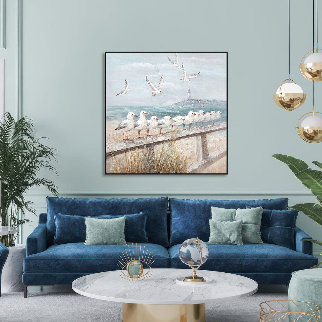 Seaside Harmony – Lighthouse & Seagull Painting#I3626I Painting artwepaint 