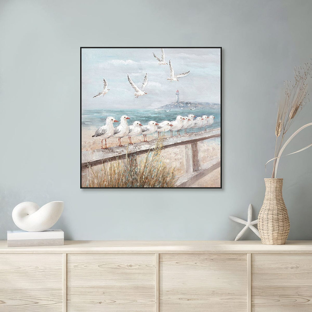 Seaside Harmony – Lighthouse & Seagull Painting#I3626I Painting artwepaint 