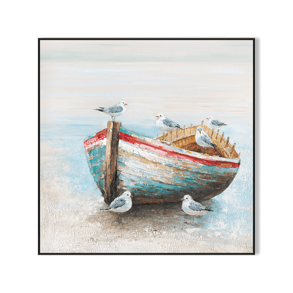 Seaside Serenity – Boat & Seagull Painting#J3609 Painting artwepaint 