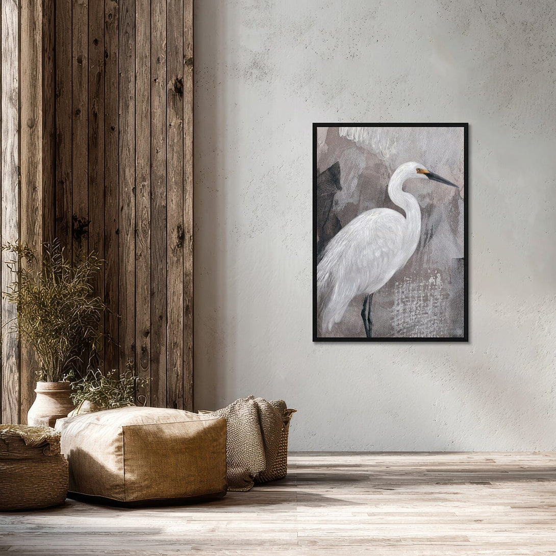 Serene Egret - Grey Tone Realistic Painting#M5777 Painting artwepaint 