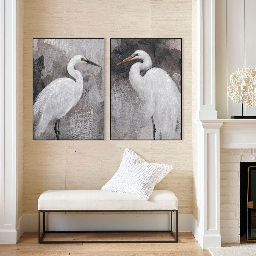Serene Egret - Grey Tone Realistic Painting#M5777 Painting artwepaint 