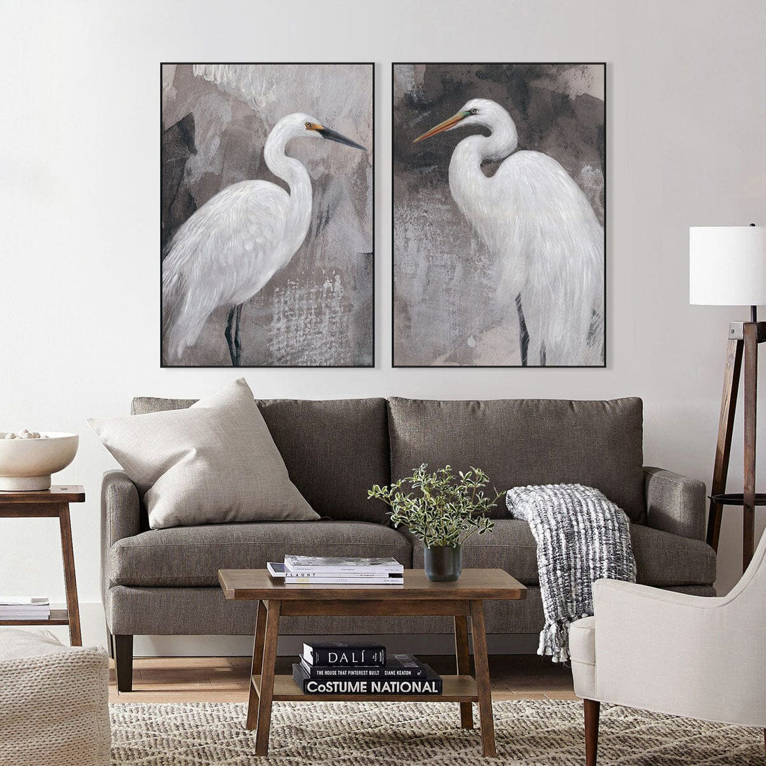 Serene Egret - Grey Tone Realistic Painting#M5777 Painting artwepaint 