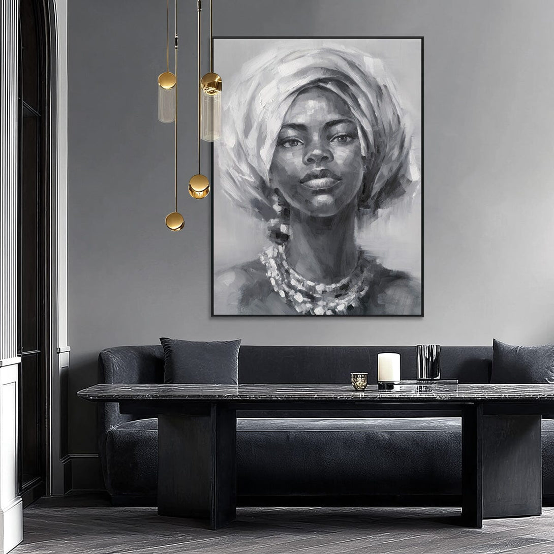 Serene Grace - Monochrome Elegant Portrait#M0643 Painting artwepaint 