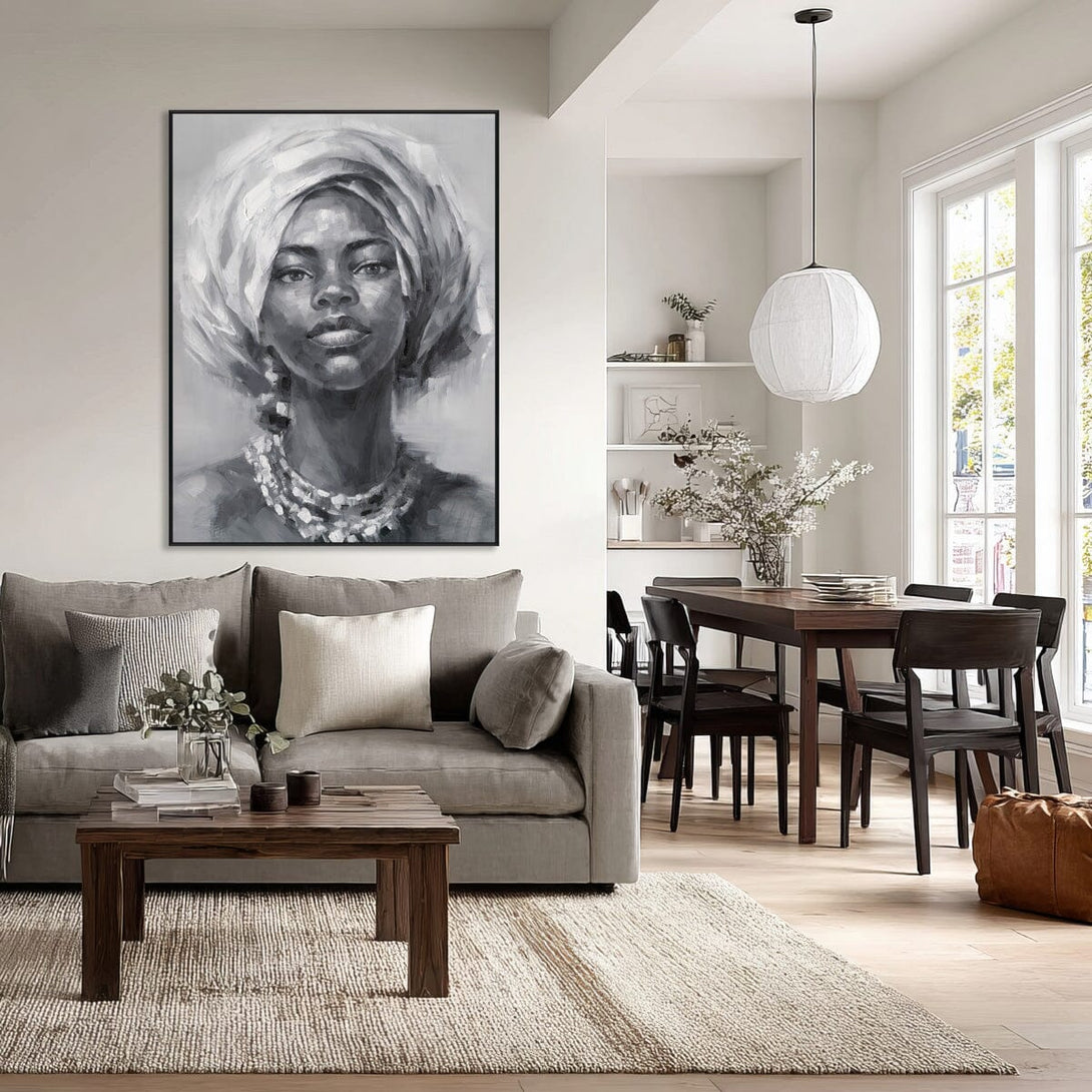 Serene Grace - Monochrome Elegant Portrait#M0643 Painting artwepaint 