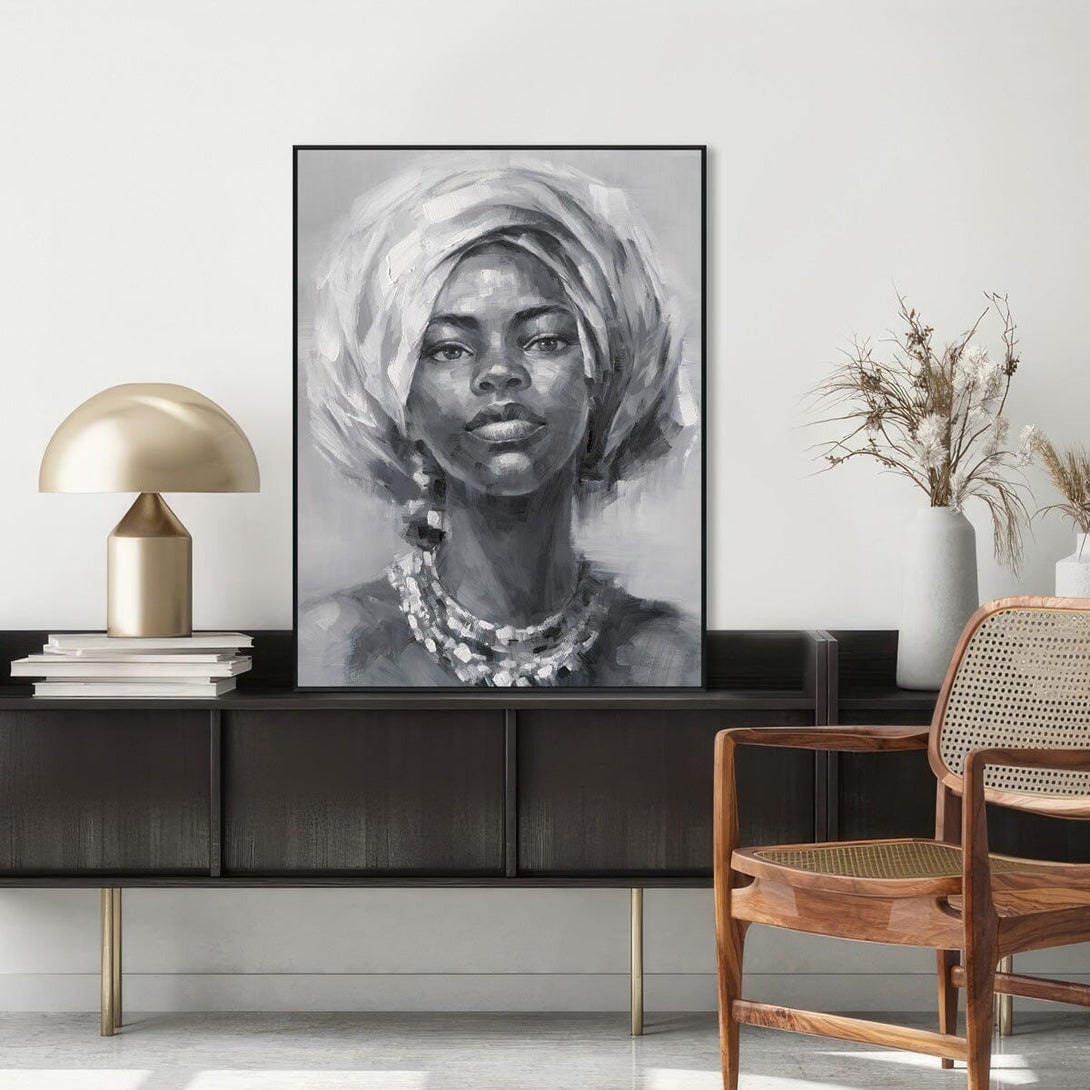 Serene Grace - Monochrome Elegant Portrait#M0643 Painting artwepaint 