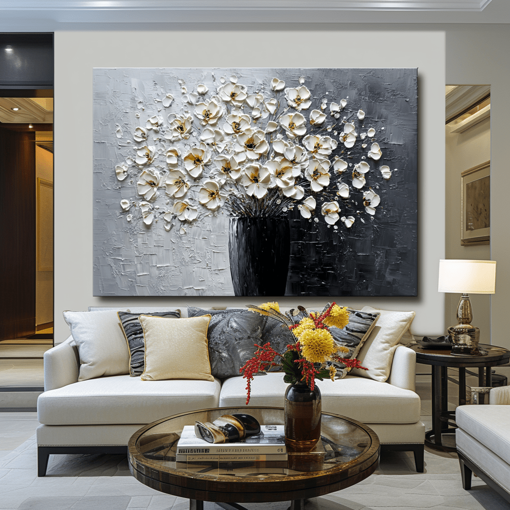 Serene Petals – White Flower Bouquet Painting #93056 Painting artwepaint 