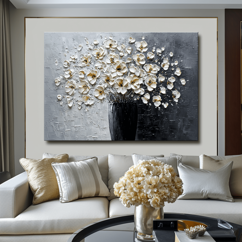 Serene Petals – White Flower Bouquet Painting #93056 Painting artwepaint 
