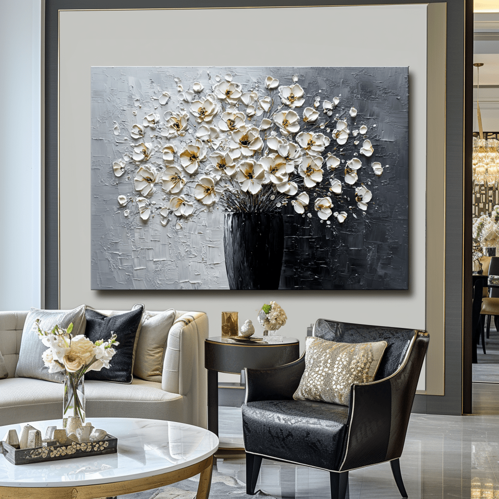 Serene Petals – White Flower Bouquet Painting #93056 Painting artwepaint 