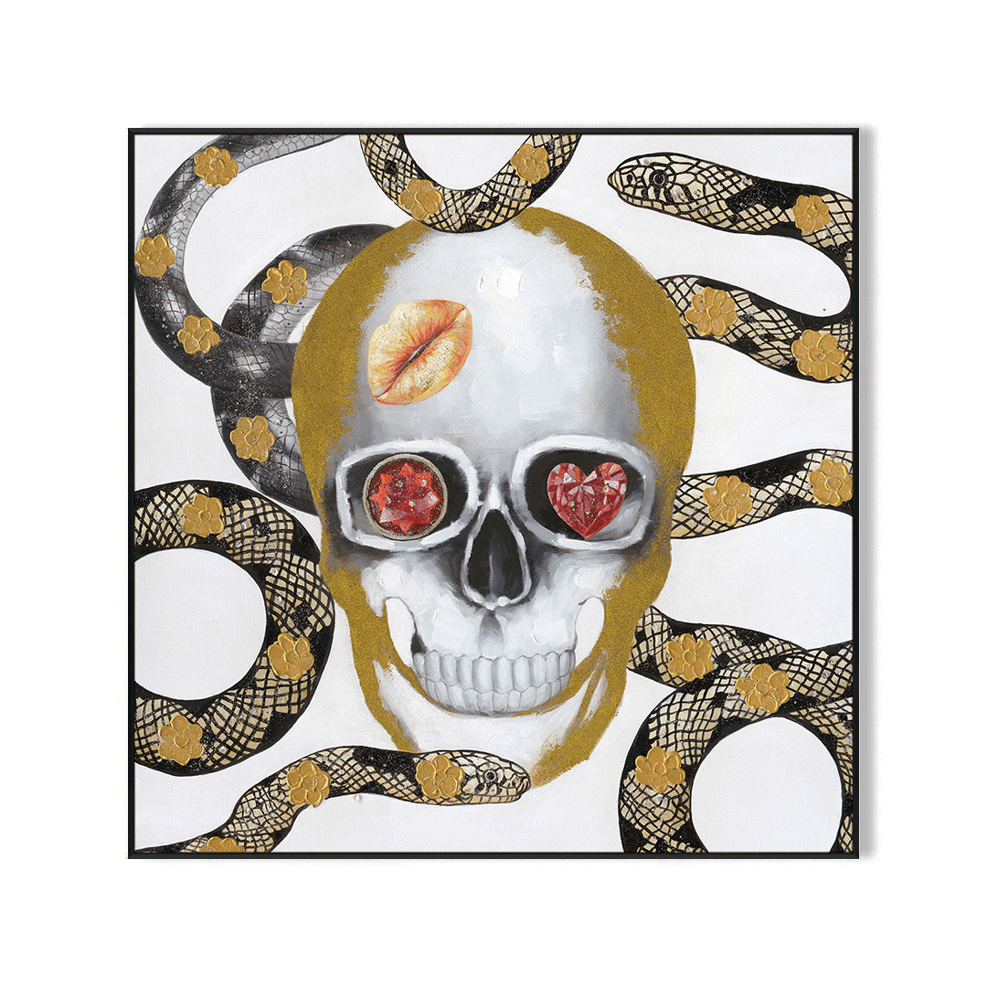 Serpent Jewel – Skull and Snake Abstract Painting #J2565 Painting artwepaint 