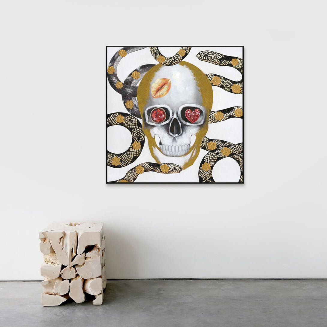 Serpent Jewel – Skull and Snake Abstract Painting #J2565 Painting artwepaint 