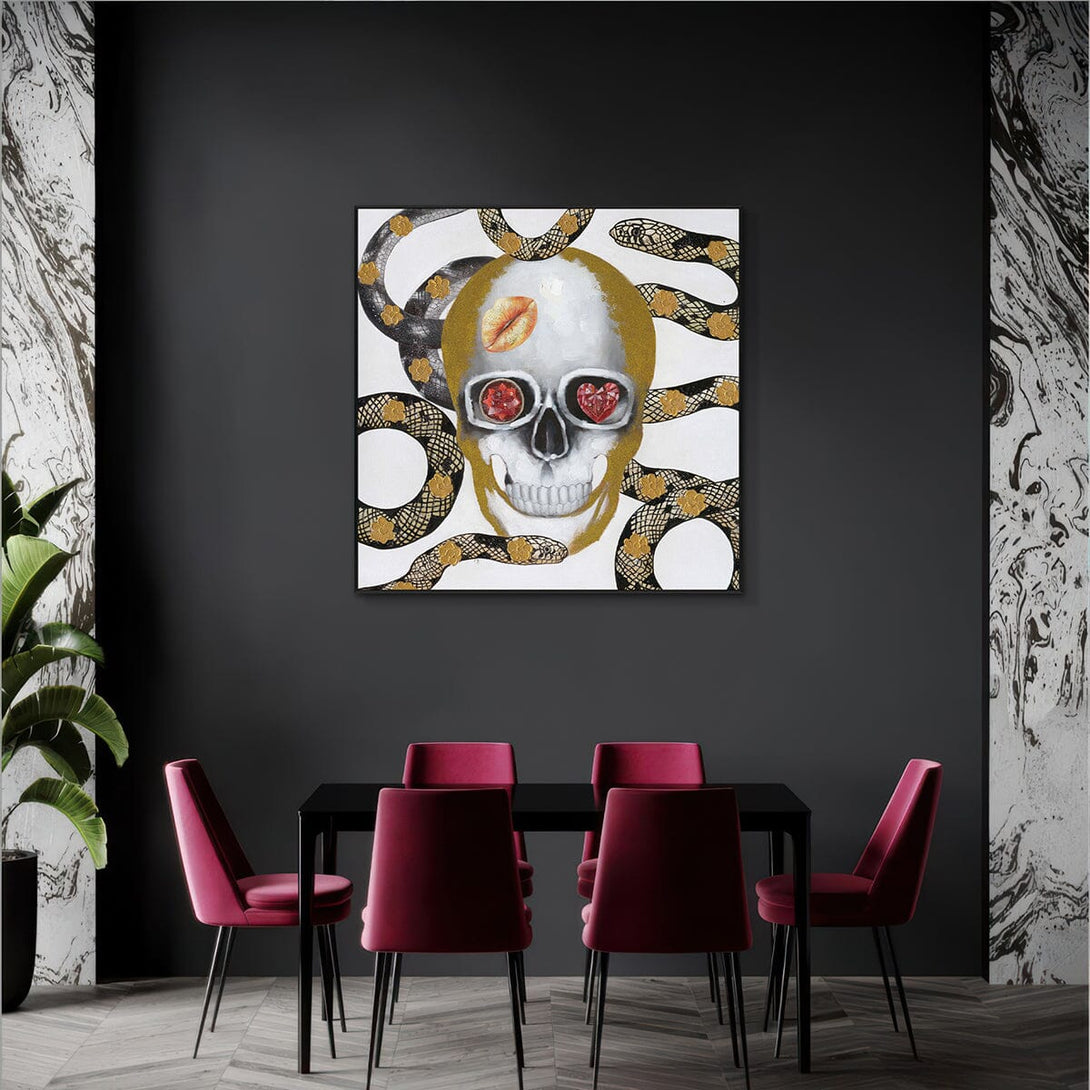 Serpent Jewel – Skull and Snake Abstract Painting #J2565 Painting artwepaint 