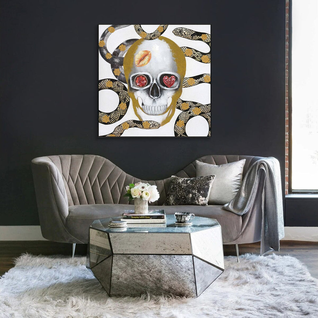 Serpent Jewel – Skull and Snake Abstract Painting #J2565 Painting artwepaint 
