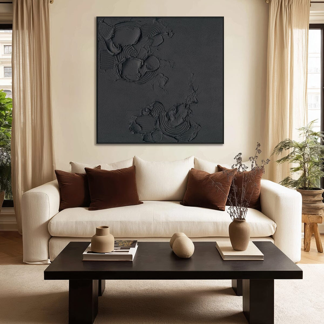 Shadow Flow-Relief Black Abstract Painting #M2706 Painting artwepaint 