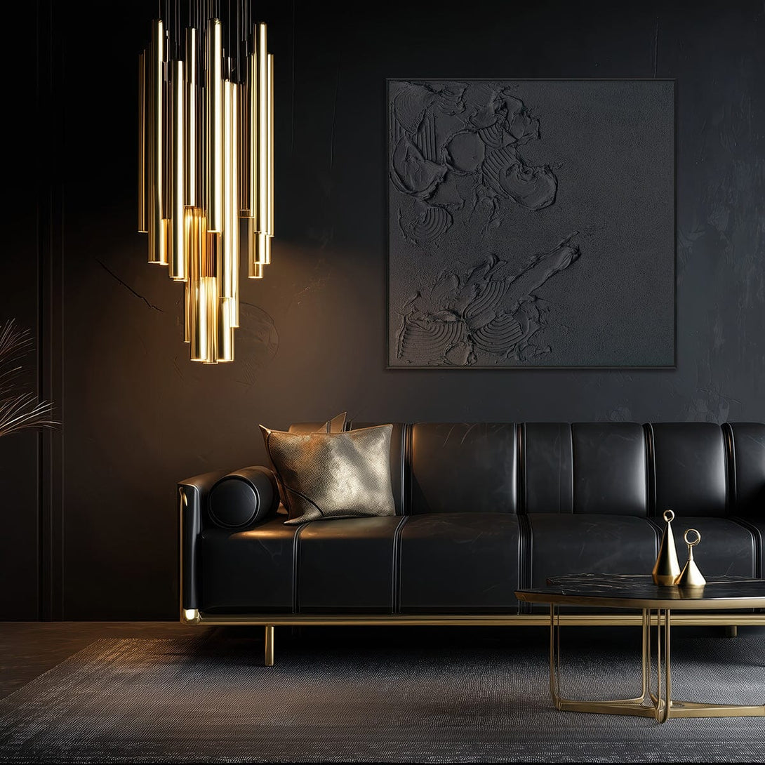 Shadow Grain-Relief Black Abstract Painting #M2705 Painting artwepaint 