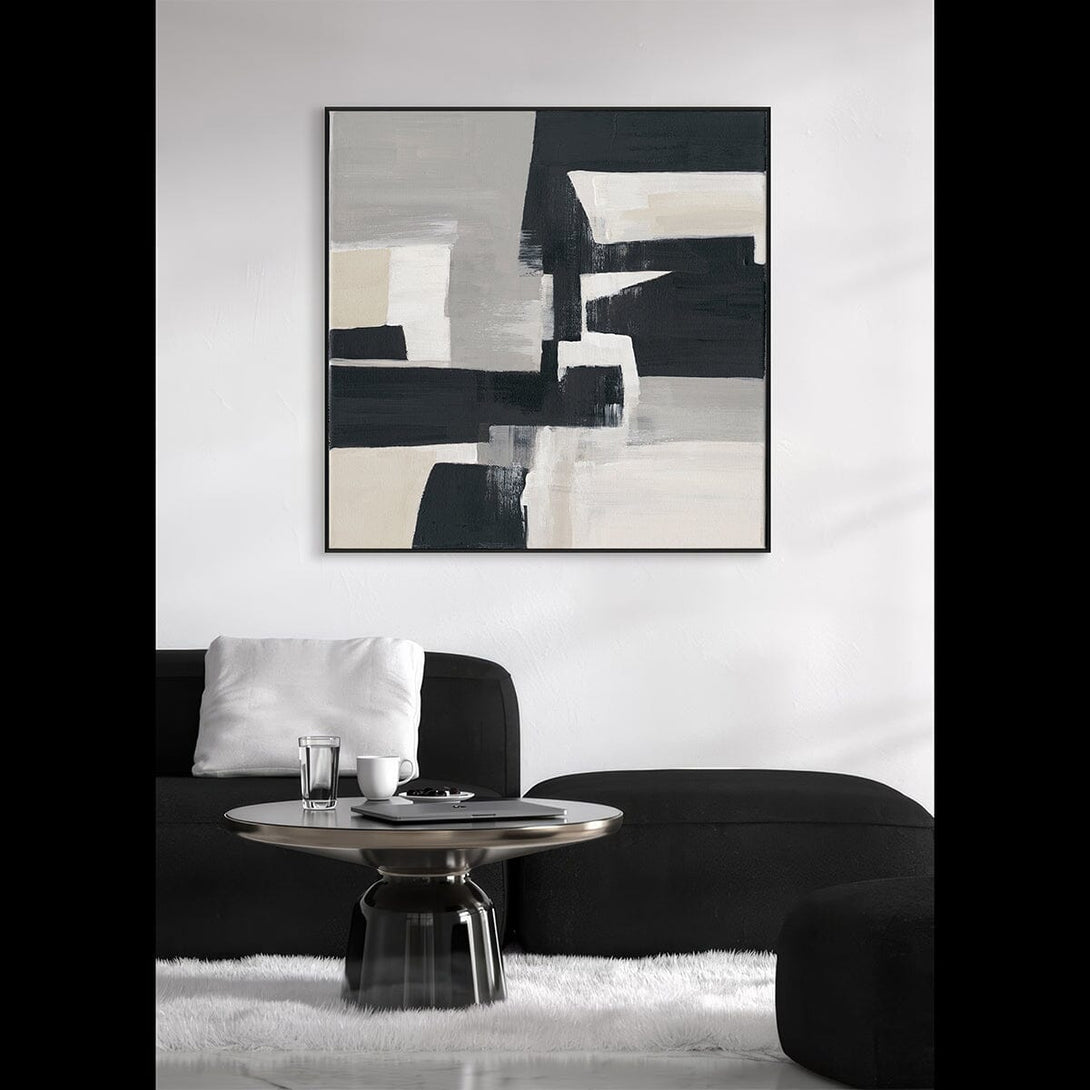 Shadow Lines - Grey and Black Abstract Painting #M4702 Painting artwepaint 