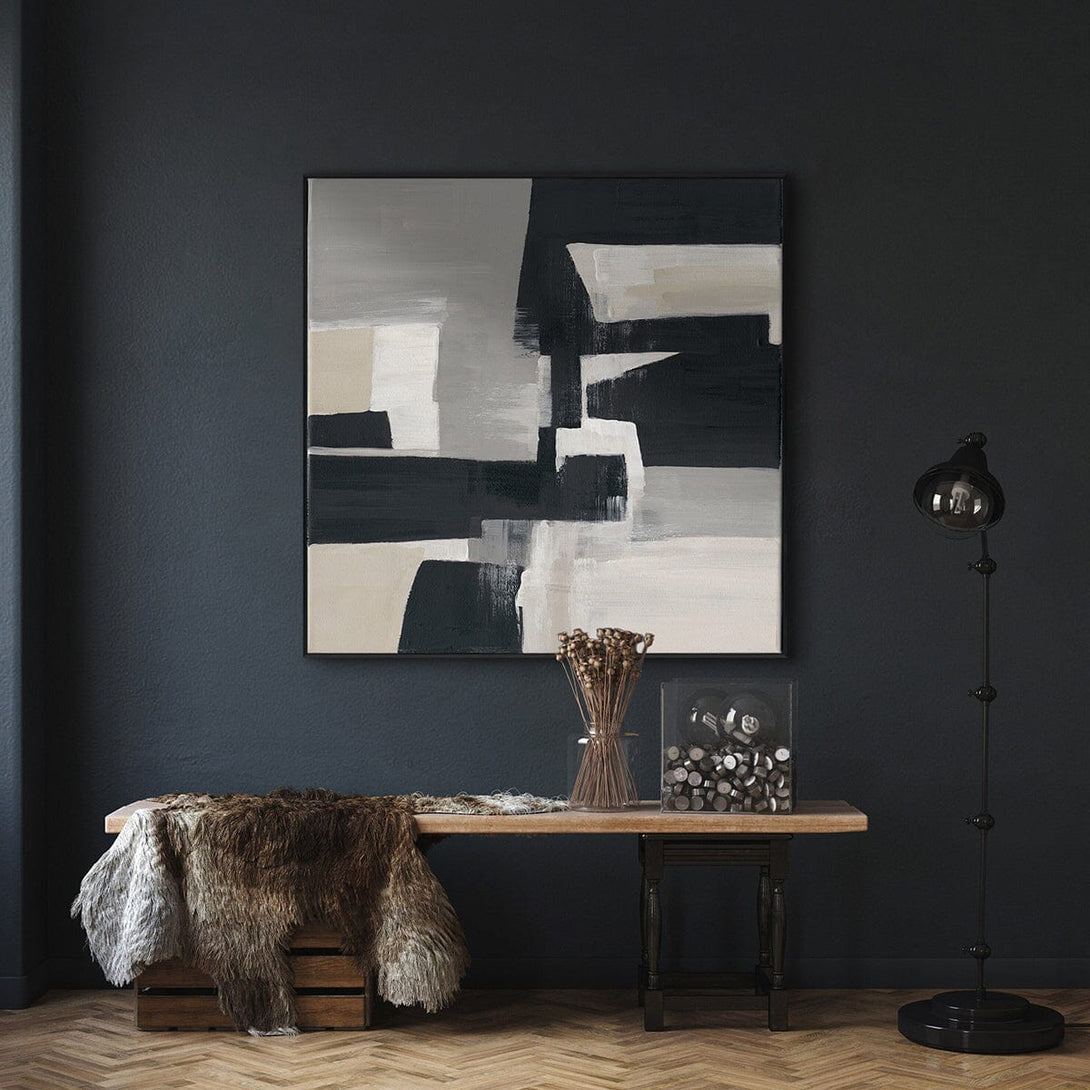 Shadow Lines - Grey and Black Abstract Painting #M4702 Painting artwepaint 