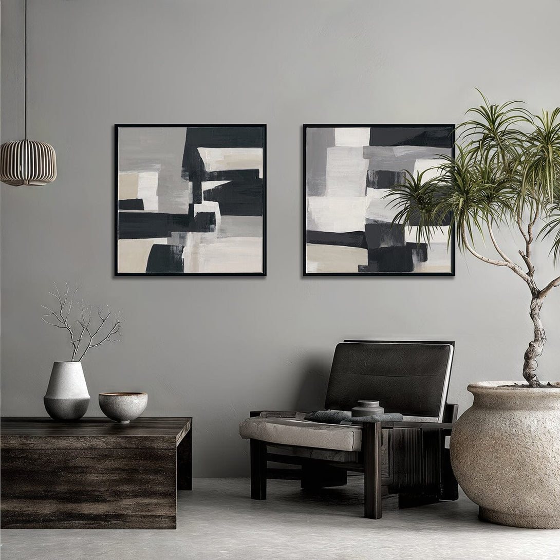 Shadow Lines - Grey and Black Abstract Painting #M4702 Painting artwepaint 