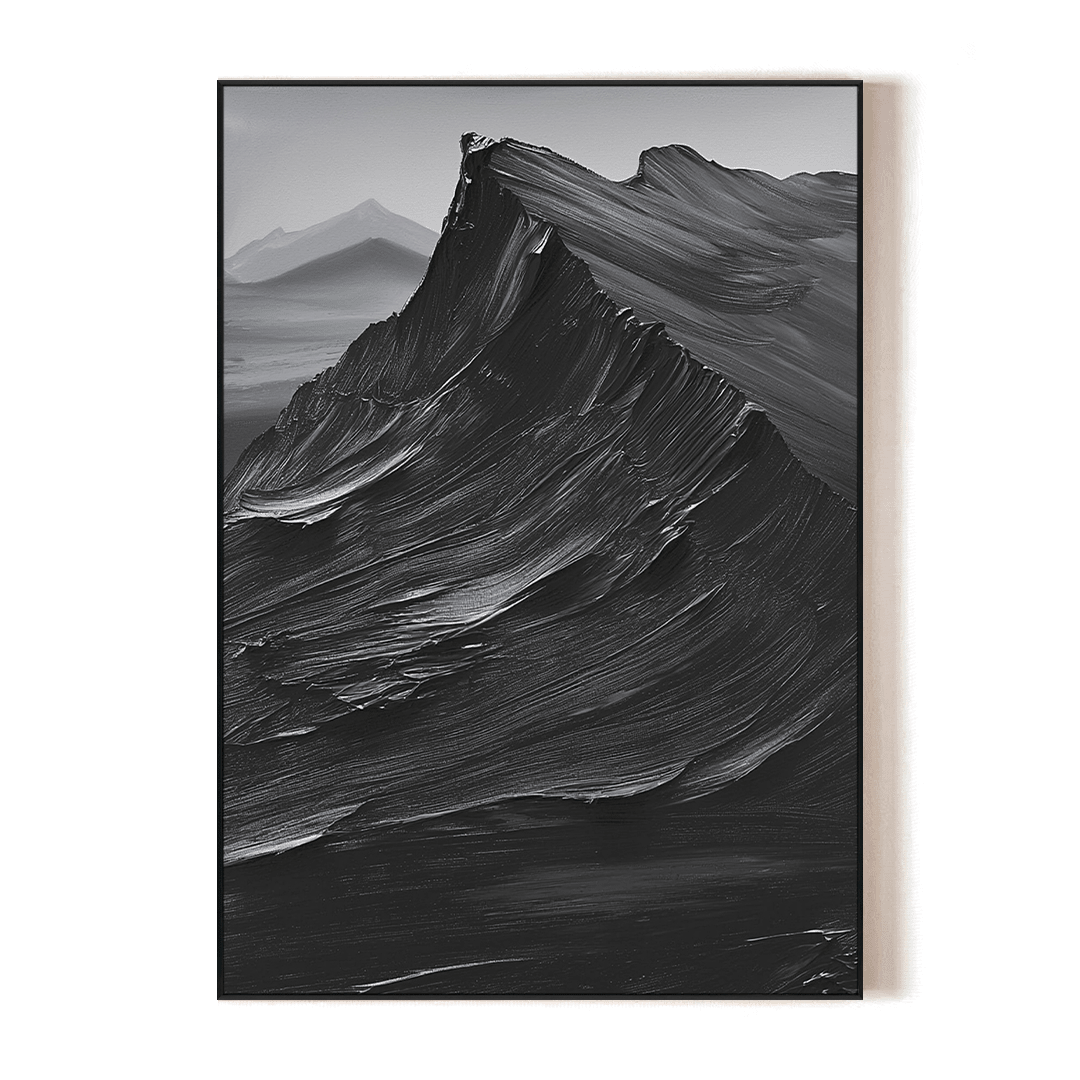 Shadow Peaks – Black Abstract Mountain Painting #PIS6(94) Painting artwepaint 