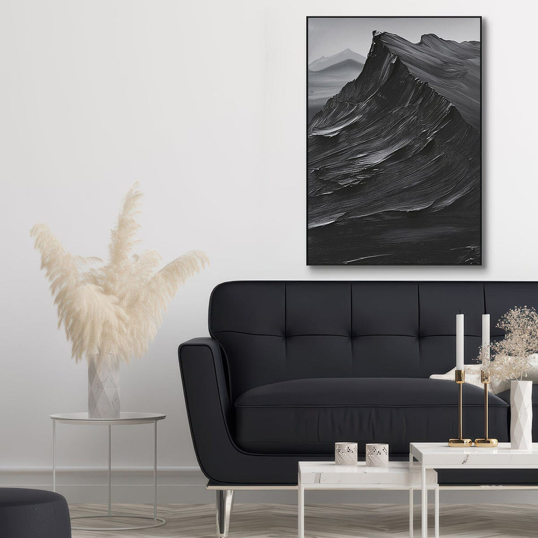 Shadow Peaks – Black Abstract Mountain Painting #PIS6(94) Painting artwepaint 