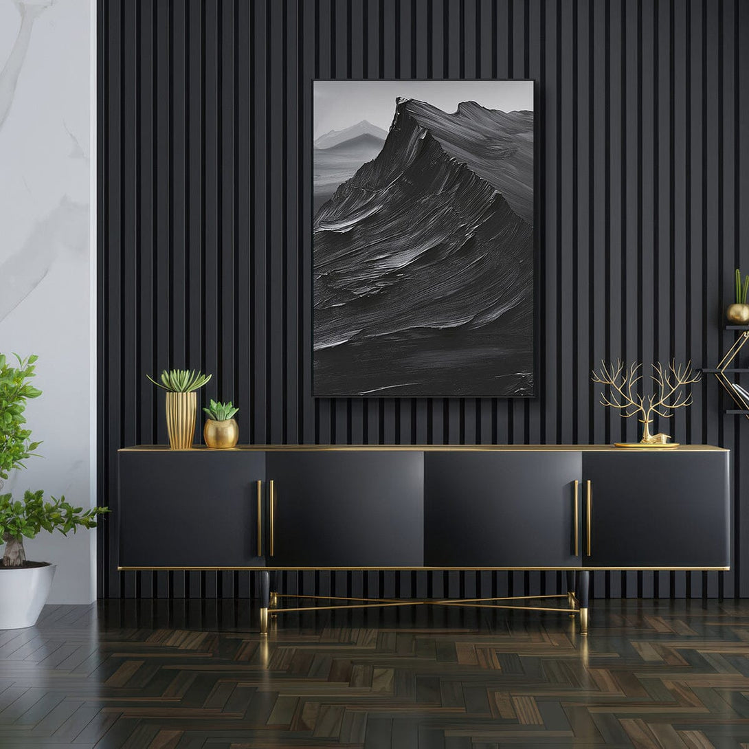 Shadow Peaks – Black Abstract Mountain Painting #PIS6(94) Painting artwepaint 