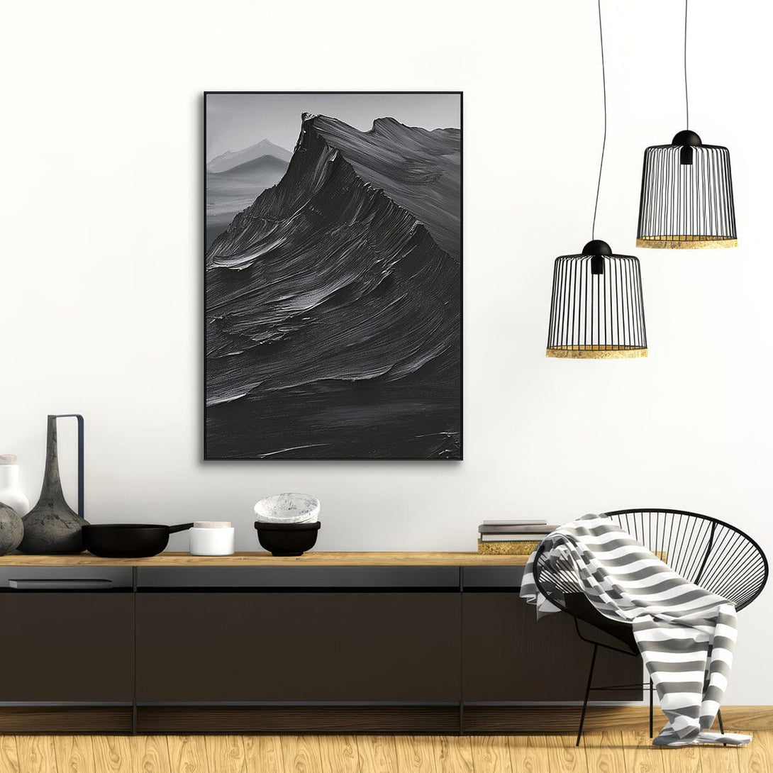 Shadow Peaks – Black Abstract Mountain Painting #PIS6(94) Painting artwepaint 