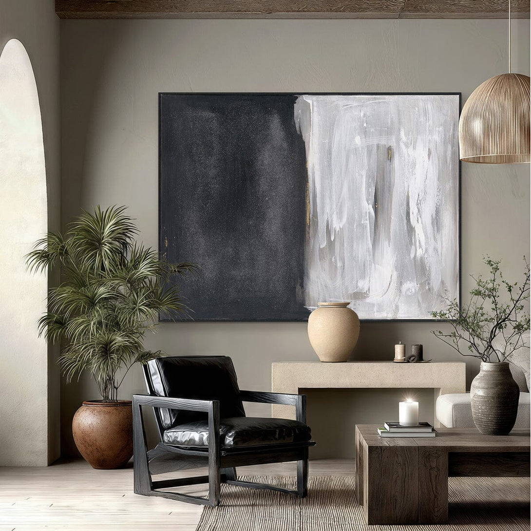 Shadow Veil - Black and White Abstract Painting #M5900 Painting artwepaint 